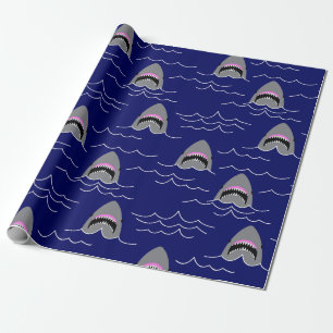 Funny Jaws Tecknad Sharks Patterned Presentpapper