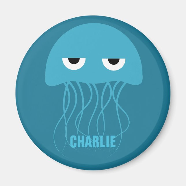 Funny Jellyfish anpassningsbar monogram magnet (Framsidan)