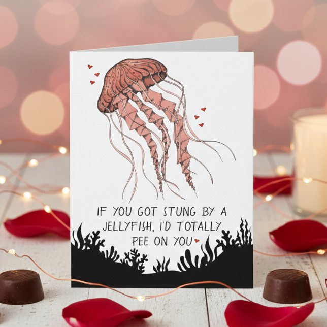 Funny Jellyfish Valentine's Day Kort (Funny Jellyfish Valentines Day Card for Couple. Perfect for Boyfriend, Girlfriend, Wife or Husband)