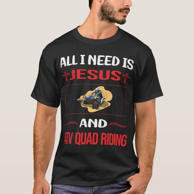 Funny Jesus ATV Quad Riding T Shirt (Framsida)