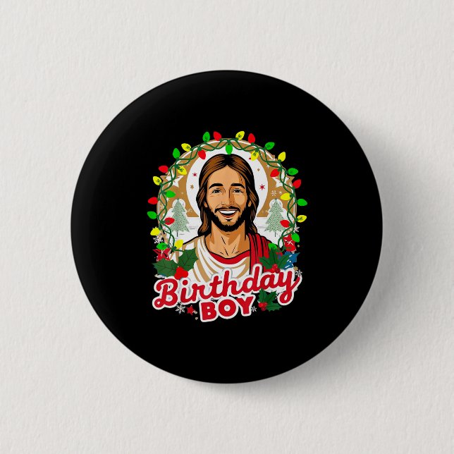Funny Jesus Birthday Boy Christmas Xmas Holiday Ug Knapp (Framsida)