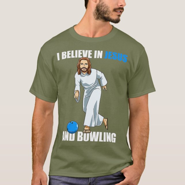 Funny Jesus Bowling Gift T Shirt (Framsida)