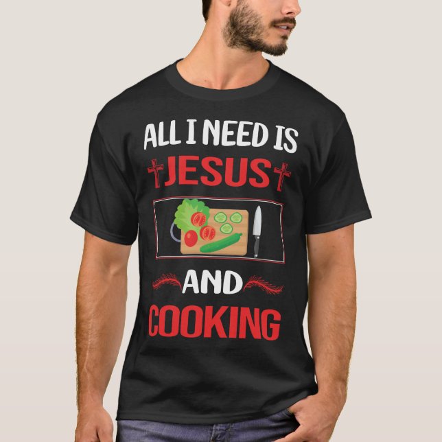 Funny Jesus Cooking T Shirt (Framsida)