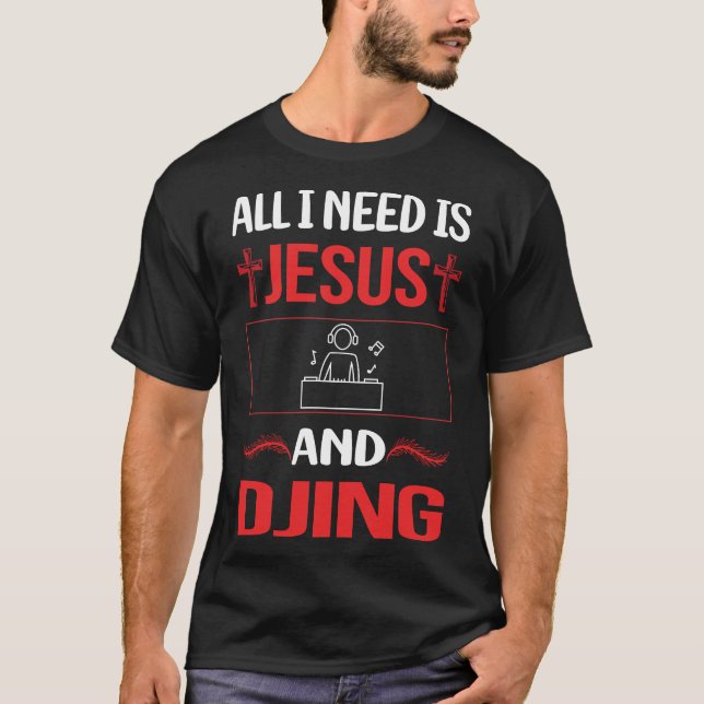 Funny Jesus Djing DJ Disk Jockey Deejay T Shirt (Framsida)