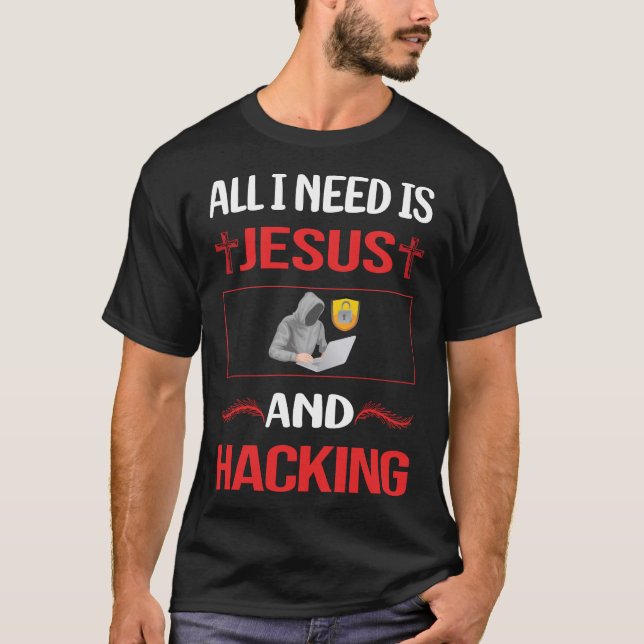 Funny Jesus Hacking Hack Hacker T Shirt (Framsida)