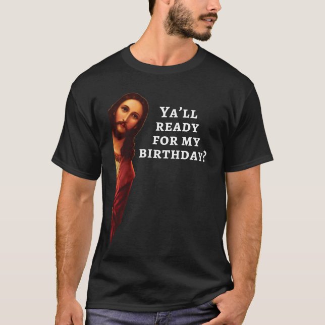 Funny Jesus Happy Birthday Christmas Gift retro T Shirt (Framsida)