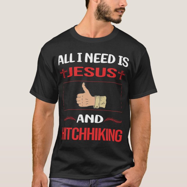 Funny Jesus Hitchhiking Hitchhiker T Shirt (Framsida)
