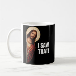 Funny Jesus "I Saw That" Christian meme design Kaffemugg