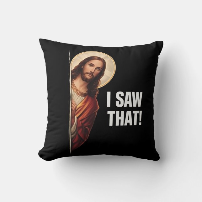 Funny Jesus "I Saw That" Christian meme design Kudde (Framsida)