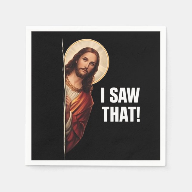 Funny Jesus "I Saw That" Christian meme design Pappersservett (Framsidan)