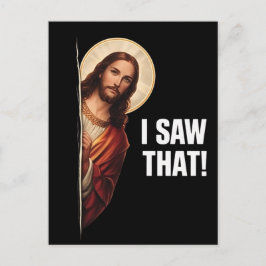 Funny Jesus "I Saw That" Christian meme design Vykort