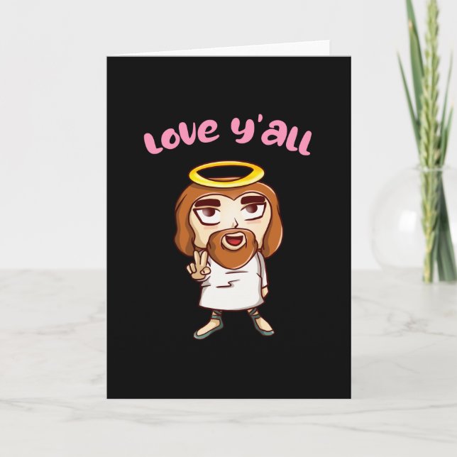 Funny Jesus Kristus Chibi Christian Tecknad Kort (Framsida)