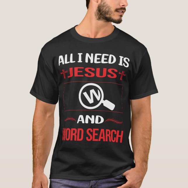 Funny Jesus Ord Search T Shirt (Framsida)