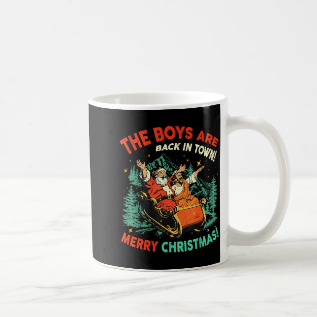 Funny Jesus Santa The Boys Are Back In Town Merry  Kaffemugg (Höger)