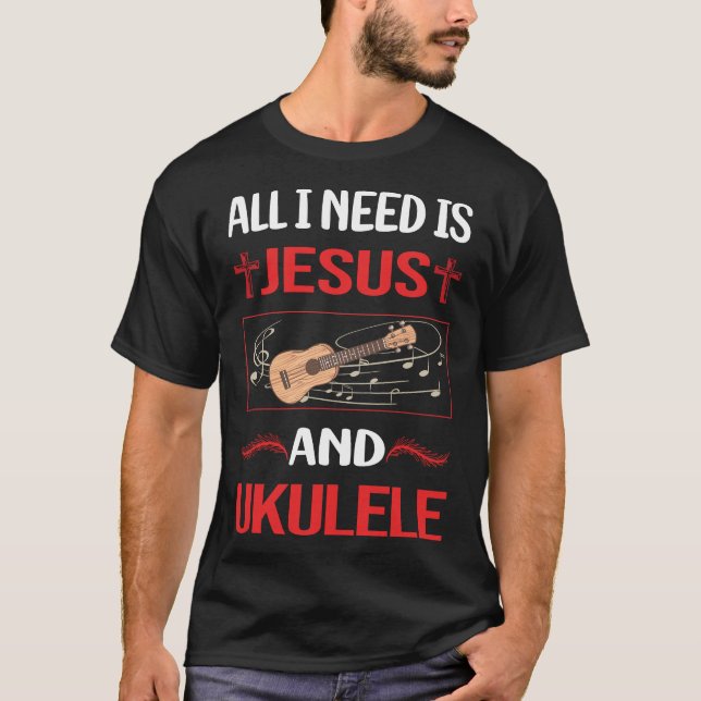 Funny Jesus Ukulele T Shirt (Framsida)