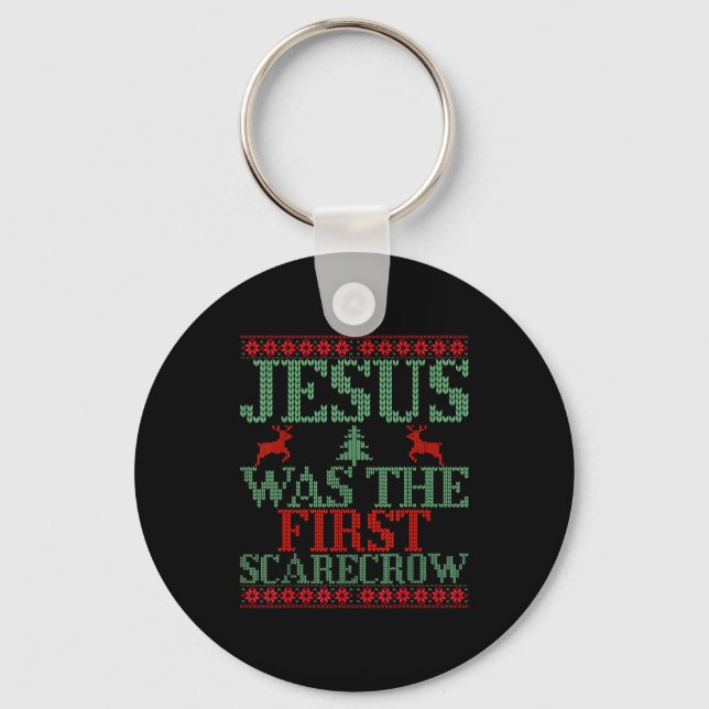 Funny Jesus Was The First Ecrow Ugly Sweater Style Nyckelring (Framsida)
