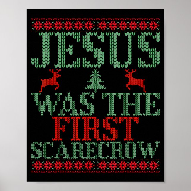 Funny Jesus Was The First Ecrow Ugly Sweater Style Poster (Framsidan)
