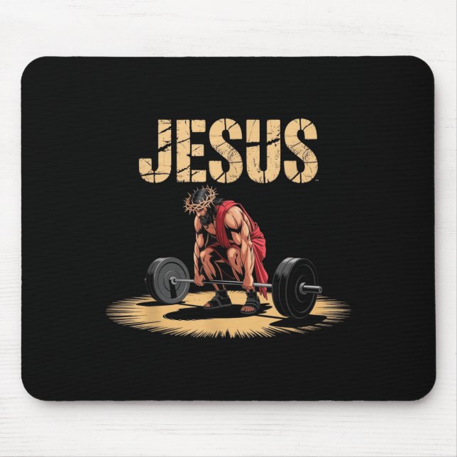 Funny Jesus Weightlifting Christian Gym Humor  Musmatta (Framsidan)