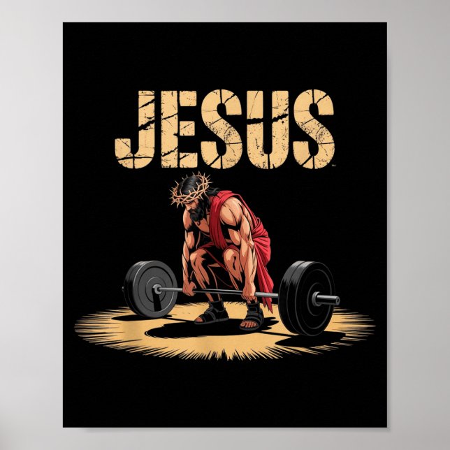 Funny Jesus Weightlifting Christian Gym Humor  Poster (Framsidan)