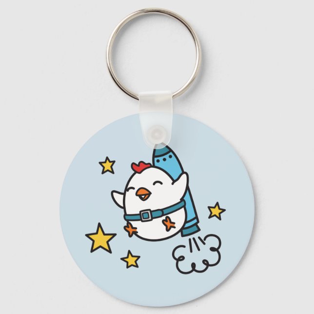 Funny Jetpack Chicken Design Nyckelring (Framsida)