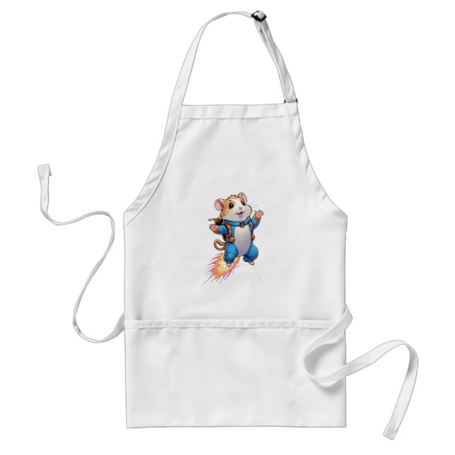 Funny Jetpack Hamster Apron | Cartoon Animal Förkläde (Framsidan)