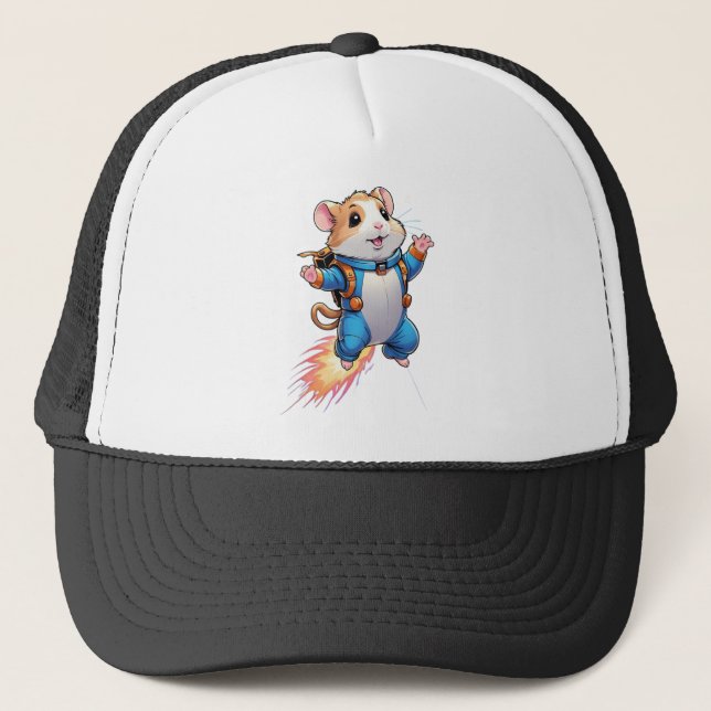 Funny Jetpack Hamster Cap | Cartoon Animal Hat Keps (Framsida)