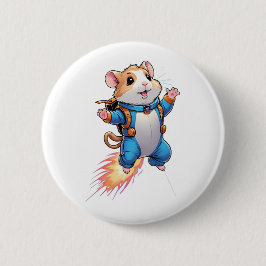 Funny Jetpack Hamster Pin | Cartoon Animal Badge Knapp