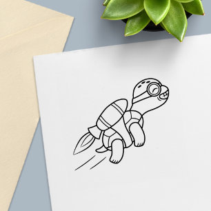 Funny Jetpack Turtle Självfärgande Stämpel