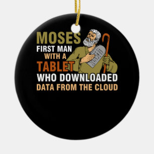 Funny Jewish Passover Moses Tablet Data Cloud Comp Julgransprydnad Keramik