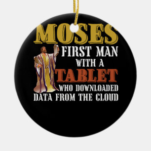 Funny Jewish Passover Moses Tablet Data Cloud Comp Julgransprydnad Keramik