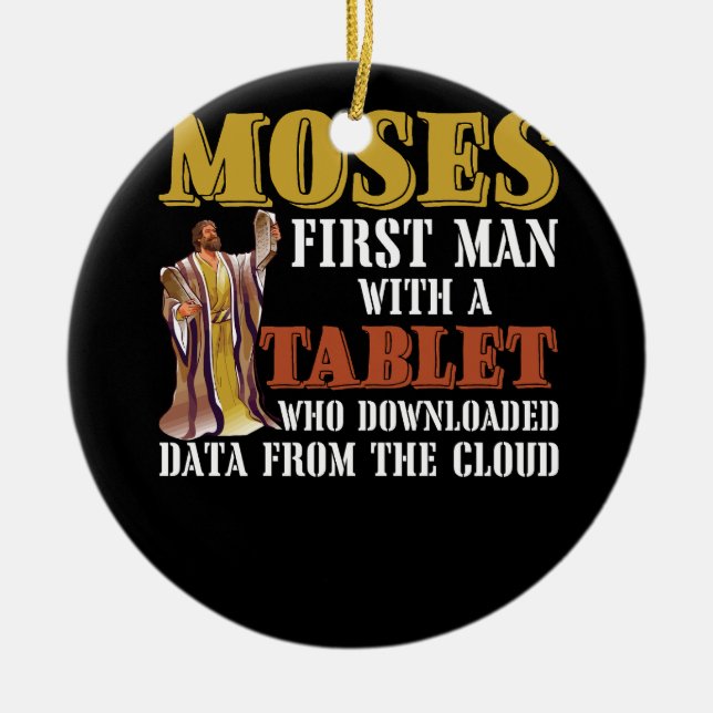 Funny Jewish Passover Moses Tablet Data Cloud Comp Julgransprydnad Keramik (Framsidan)
