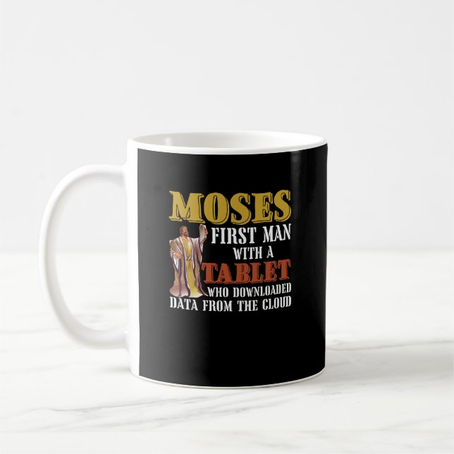 Funny Jewish Passover Moses Tablet Data Cloud Comp Kaffemugg (Vänster)