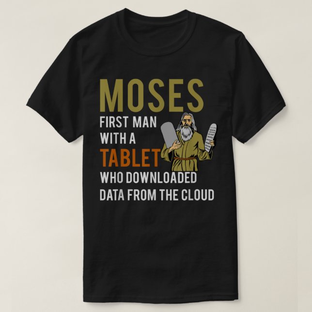 Funny Jewish Passover Moses Tablet Data Cloud Comp T Shirt (Design framsida)