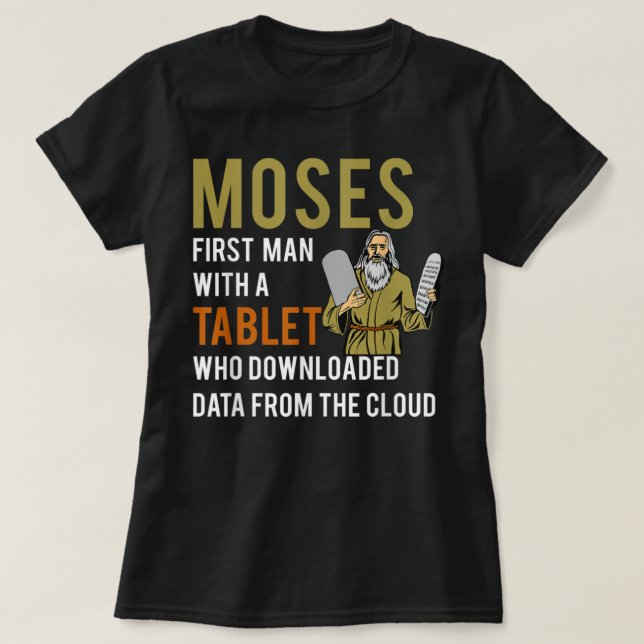 Funny Jewish Passover Moses Tablet Data Cloud Comp T Shirt (Design framsida)