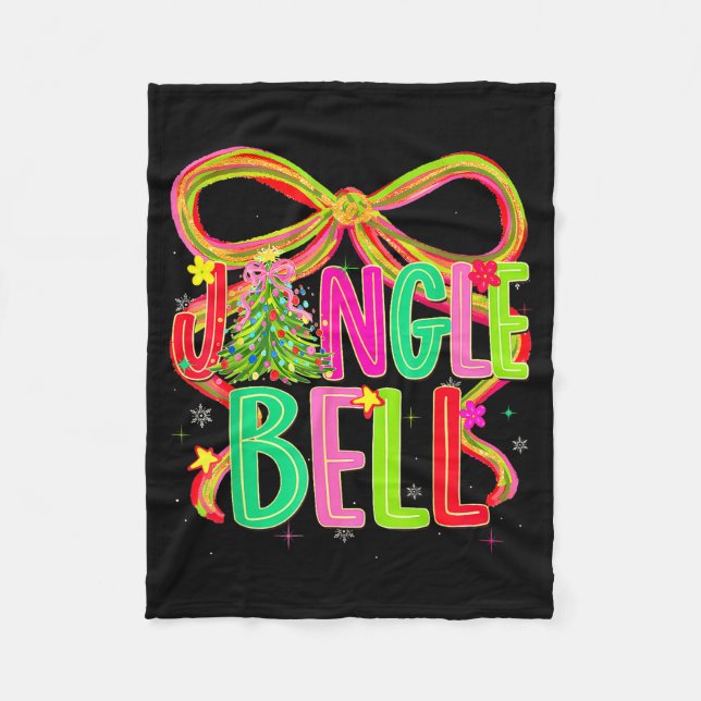 Funny Jingle Bells Coquette Bow Merry Christmas Gi Fleecefilt (Framsidan)