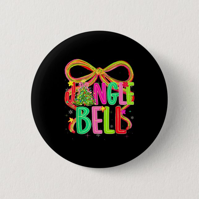 Funny Jingle Bells Coquette Bow Merry Christmas Gi Knapp (Framsida)