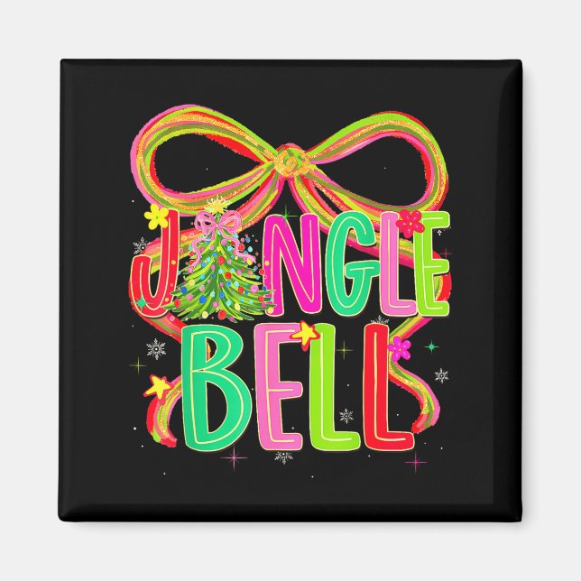 Funny Jingle Bells Coquette Bow Merry Christmas Gi Magnet (Framsidan)