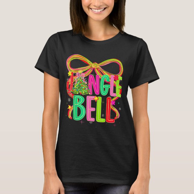 Funny Jingle Bells Coquette Bow Merry Christmas Gi T Shirt (Framsida)