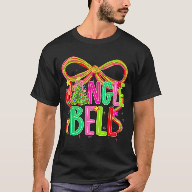 Funny Jingle Bells Coquette Bow Merry Christmas Gi T Shirt (Framsida)