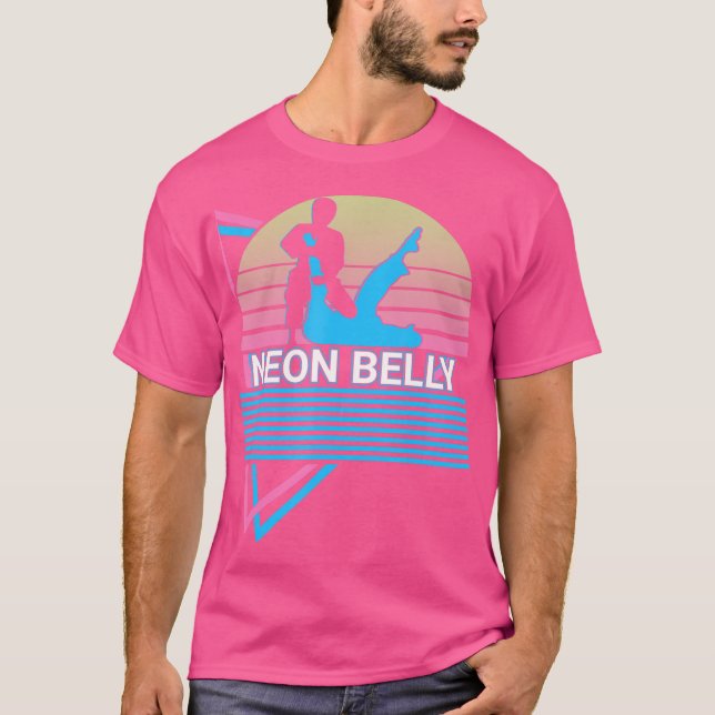 Funny Jiu Jitsu Bjj Retro Neon Belly T Shirt (Framsida)
