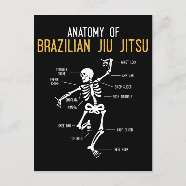 Funny Jiu Jitsu Fighter Anatomy BJJ Training Humor Vykort (Framsida)
