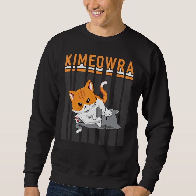 Funny Jiu Jitsu Kimura Kimeowra Cat Lång Ärmad Tröja (Framsida)