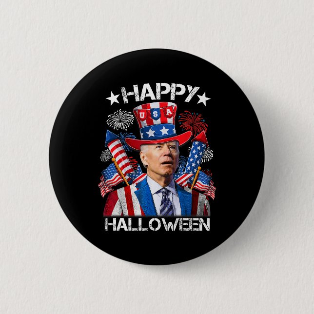 Funny Joe Biden 4:e juli Shirt Happy halloween Knapp (Framsida)