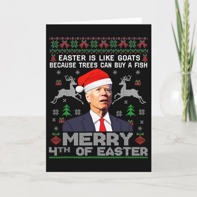 Funny Joe Biden Christmas Santa Hat Merry 4th Of E Kort (Framsida)
