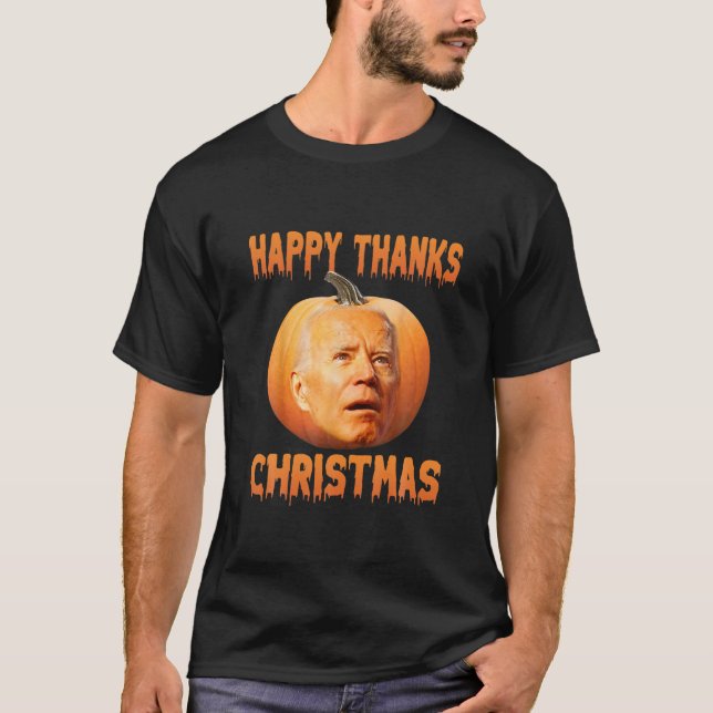 Funny Joe Biden Confused Anti Biden Pumpkin Lyckli T Shirt (Framsida)