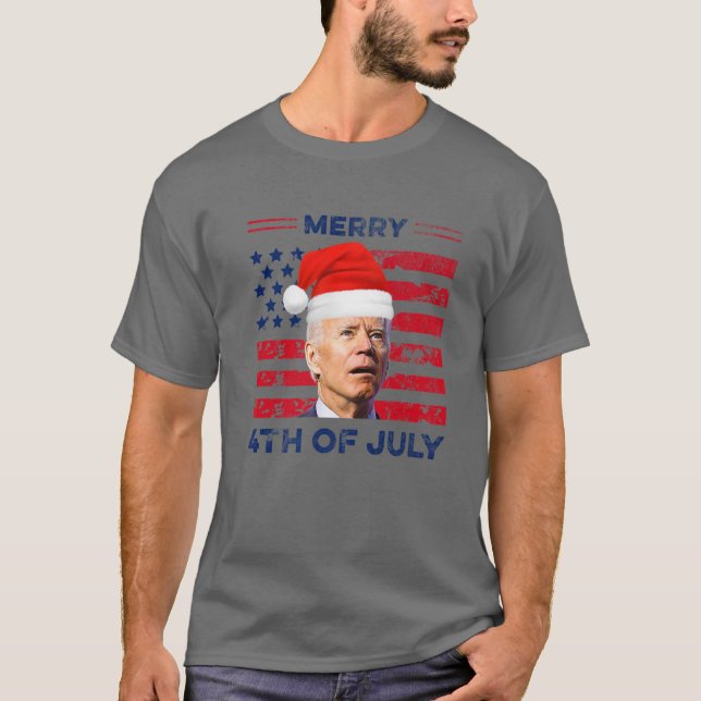 Funny Joe Biden Dazed Merry 4:e juli T Shirt (Framsida)