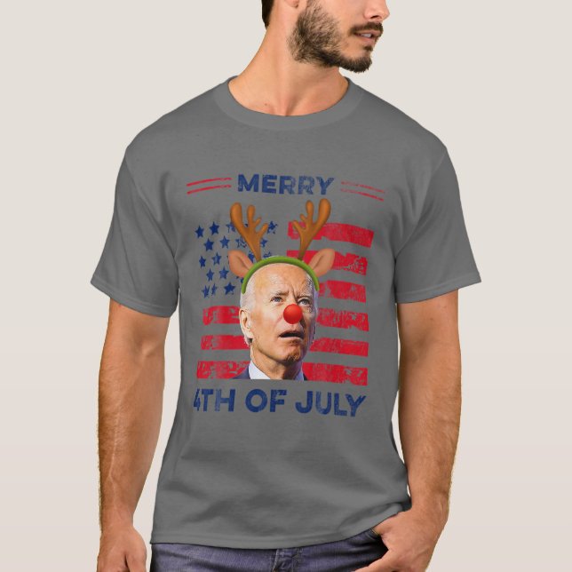 Funny Joe Biden Dazed Merry 4:e juli T Shirt (Framsida)