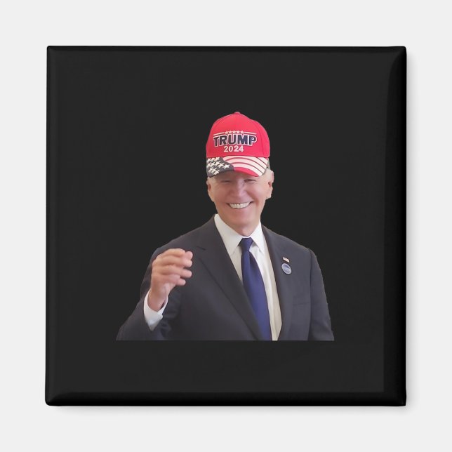 Funny Joe Biden Dons Trump 2024 Cap Magnet (Framsidan)