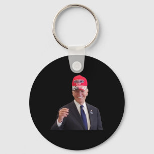 Funny Joe Biden Dons Trump 2024 Cap Nyckelring