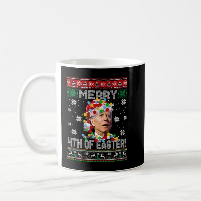 Funny Joe Biden Glad påsk Ugly jul Sweate Kaffemugg (Vänster)